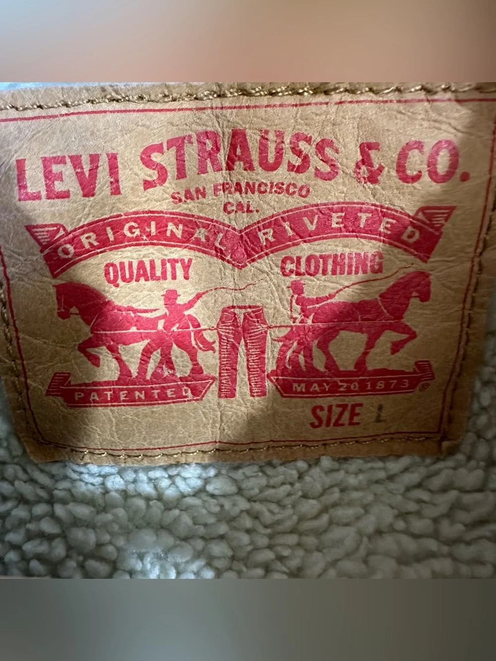 Levis Sherpa Lined Trucker Jacket Light Wash Denim Fleece Type III Unisex Large
